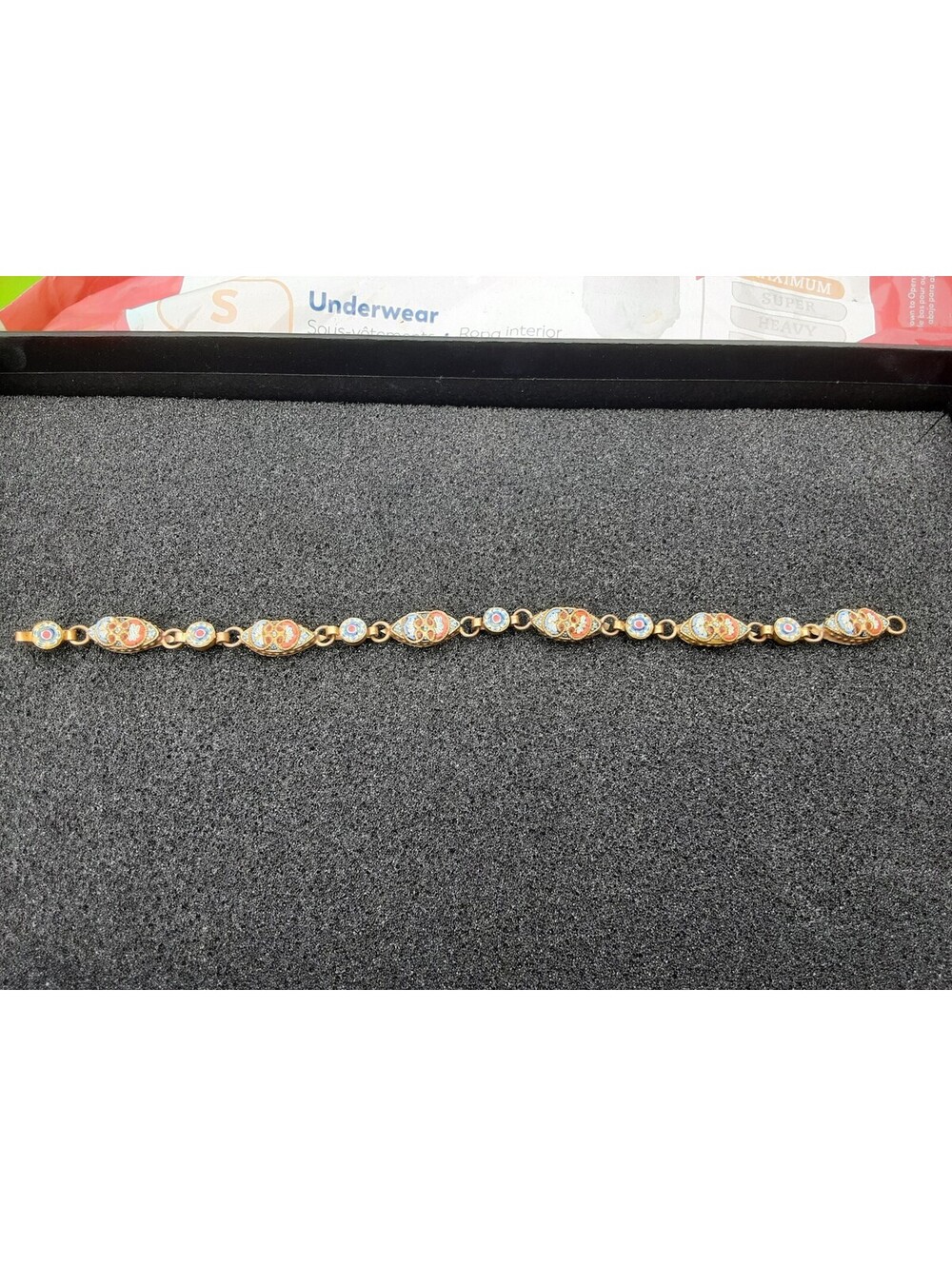 Vintage Mini Mosaic Bracelet Made In Italy Brass & Morono Glass